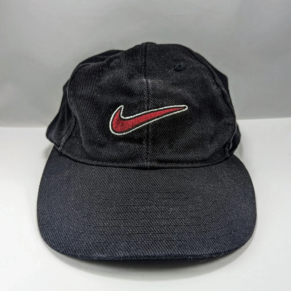 Nike Black Youth‎ Boys Snapback Hat Cap Swoosh Logo Vintage 90s